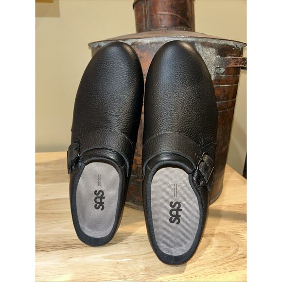 SAS Women's Size 10 M Shoes Clog Slip-Resistant Black Pebbled USA Made Work New - Picture 1 of 13